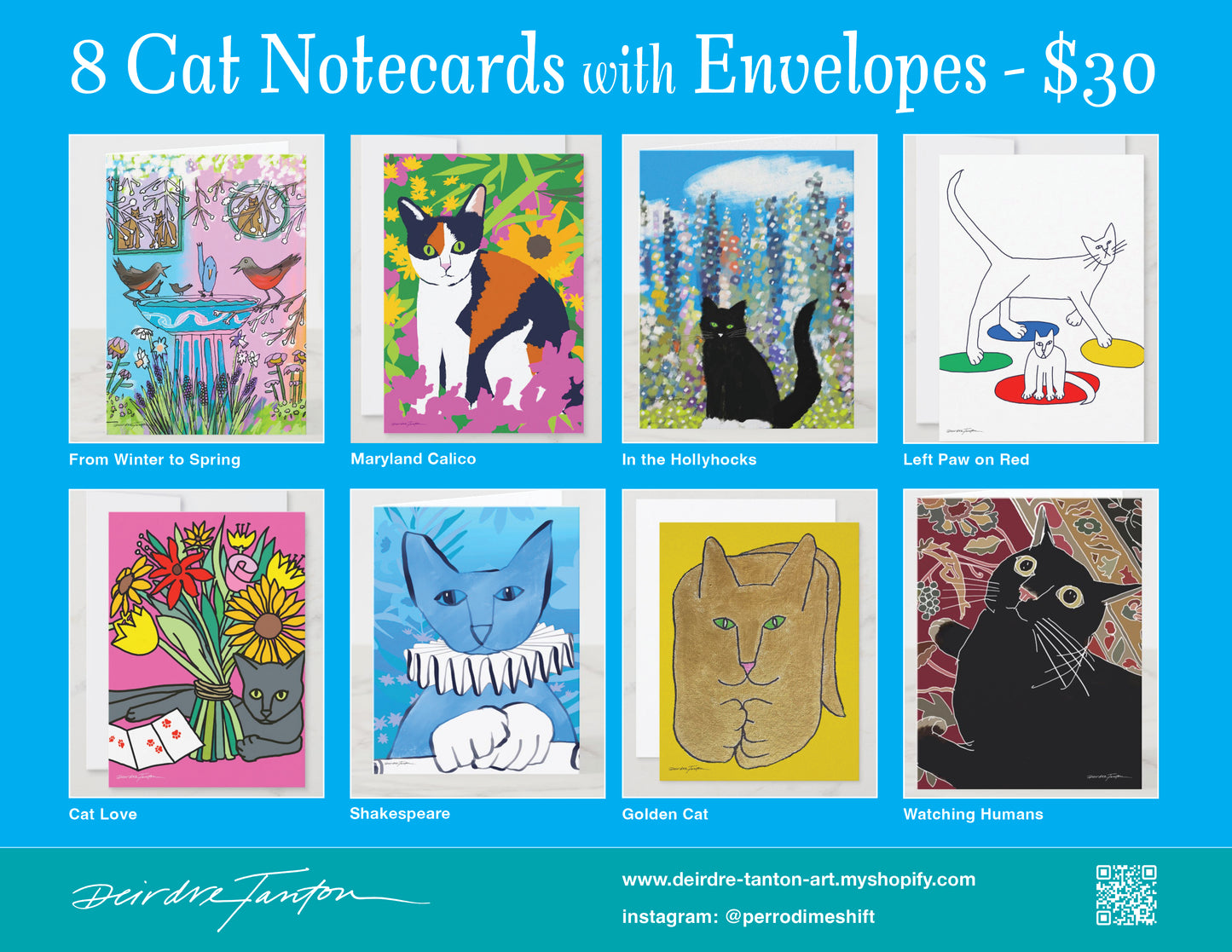 8 Cat Notecards